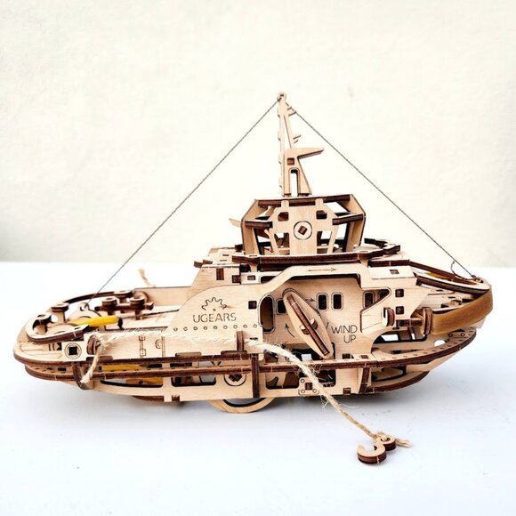 NEW Hand-Built Tug Boat Tugboat Wooden Nautical Decor Christmas Gift Built and r - Picture 1 of 11